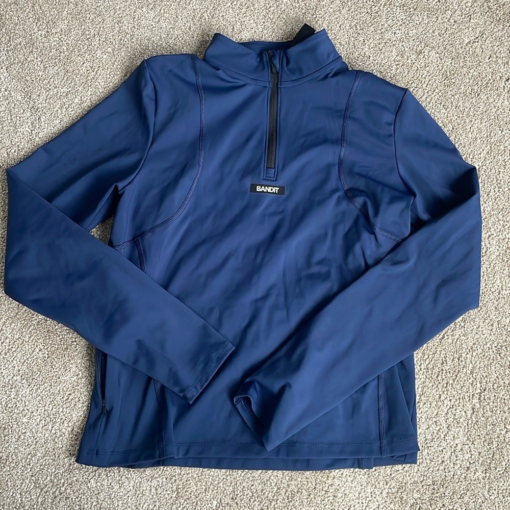Women's brushed stamina Navy Half-Zip running Jacket